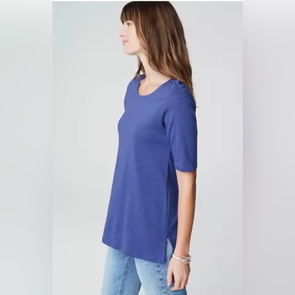 J Jill Azul Pima Slub Scoop Neck Elbow Sleeve Tee Large Tall
NWT - Picture 2 of 7